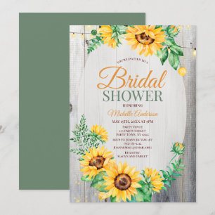Rustic Sunflower Wood and Lights Bridal Shower Invitation