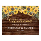 Rustic Sunflower Wood Barn Wedding Welcome Poster