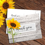 Rustic Sunflower Wood Birthday Thank You Postcard<br><div class="desc">This birthday party thank you postcard features a wood texture with single sunflower and a script and modern typography are used. The back of the postcard can be customized or the text can be deleted for a handwritten message. Message me if you need assistance or have any special requests.</div>