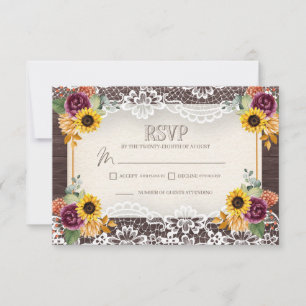 Rustic Sunflower Wood Fall RSVP Enclosure Card