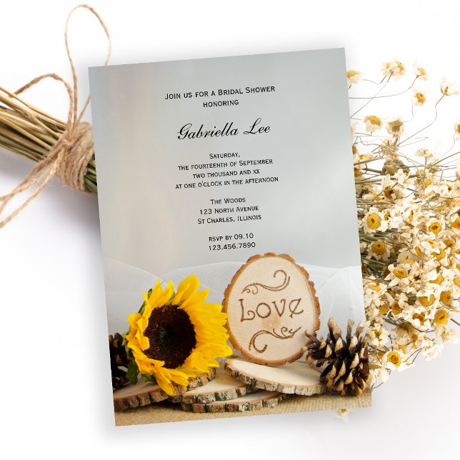 Rustic Sunflower Woodland Bridal Shower Invitation (Creator Uploaded)