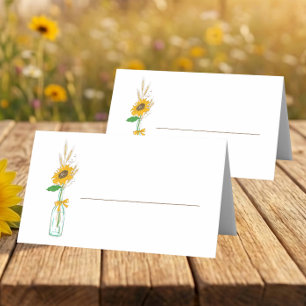 Rustic Sunflower Yellow Floral Wedding Party Place Card