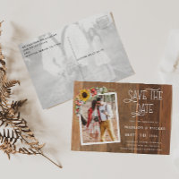 Rustic Sunflowers 2 Photo Wood Save the Date