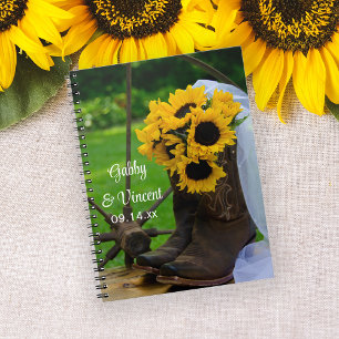 Rustic Sunflowers and Cowboy Boots Country Wedding Notebook