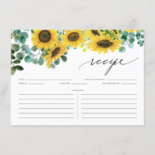 Rustic Sunflowers and Eucalyptus Shower Recipe Enclosure Card