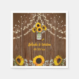 Rustic Sunflowers and Mason Jar Wedding Napkin