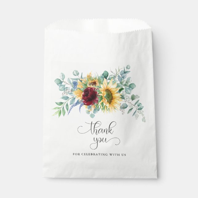 Rustic Sunflowers and Roses Floral Favour Bag (Front)