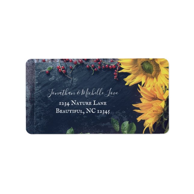 Rustic Sunflowers and Slate Country Address Label (Front)