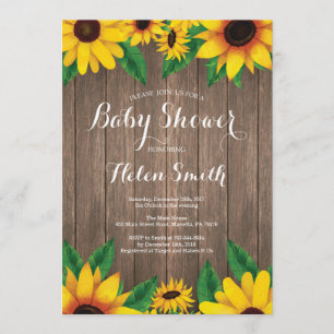 Rustic Sunflowers Baby Shower Invitation