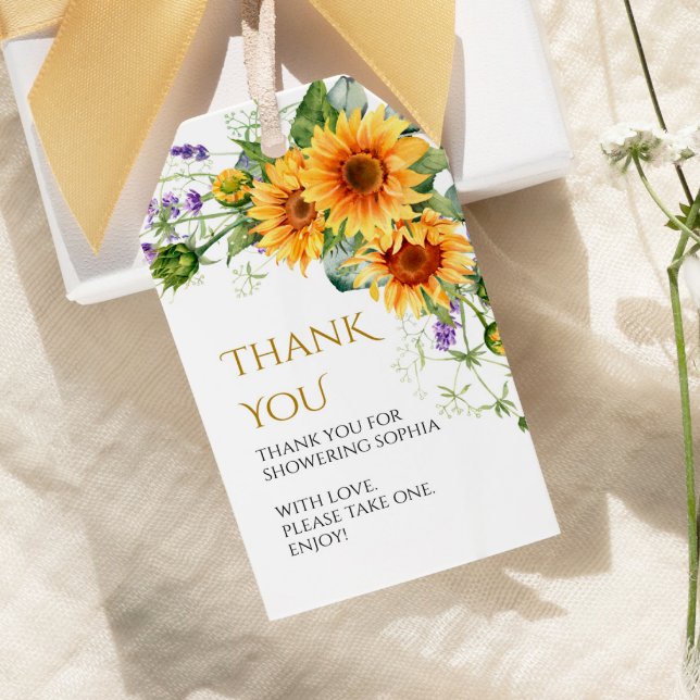 Rustic Sunflowers Bridal Shower Gift Tags (Creator Uploaded)