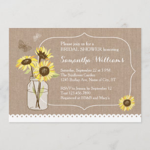 Rustic Sunflowers Bridal Shower Invitation
