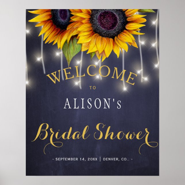Rustic sunflowers bridal shower welcome sign (Front)