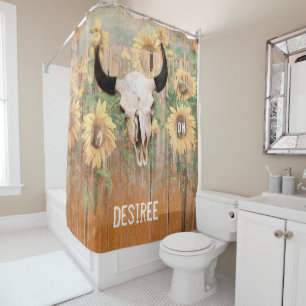Rustic Sunflowers Bull Cow Skull Western