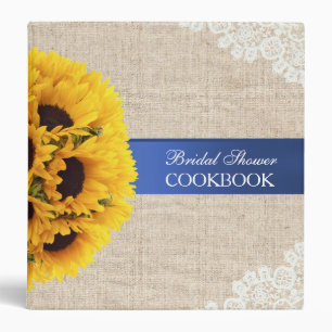 Rustic Sunflowers Burlap Bridal Shower Cookbook Binder