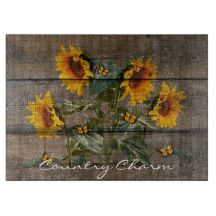 Rustic Sunflowers Butterflies Barn Board