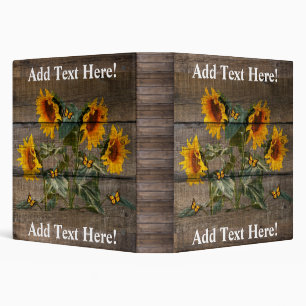 Rustic Sunflowers Butterflies Barn Board Binder