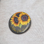 Rustic sunflowers chalkboard mother of the groom 2 inch round button<br><div class="desc">Floral rustic mother of the groom wedding button featuring a sunflowers bouquet on a dark grey chalkboard background.             You can personalize it with your text!</div>