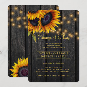 Rustic sunflowers change of plans announcement