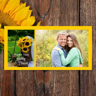 Rustic Sunflowers Cowboy Boots Wedding Thank You Card