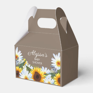 Rustic Sunflowers Daisies Yellow Brown Baby Shower Favor Box