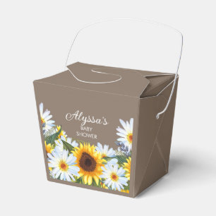 Rustic Sunflowers Daisies Yellow Brown Baby Shower Favor Box