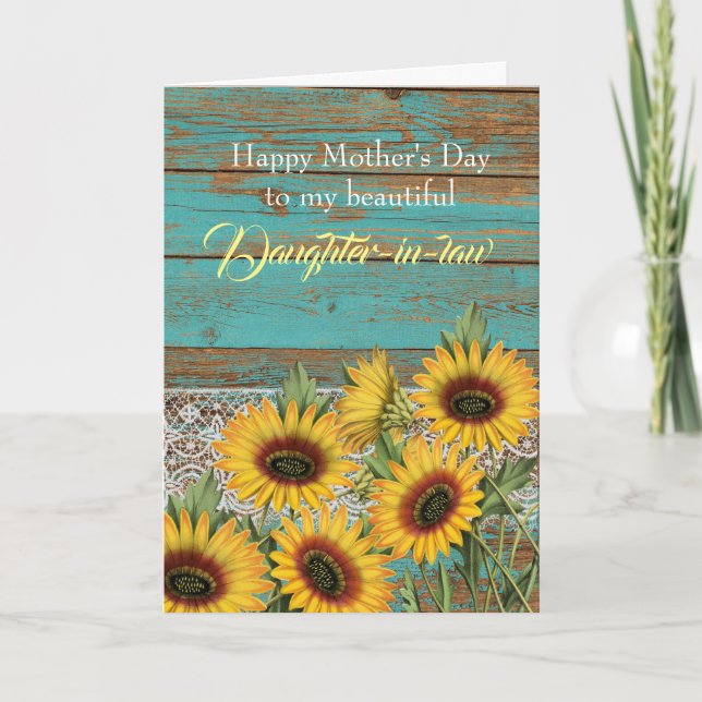 Rustic Sunflowers Daughter in Law Mother's Day Card (Front)
