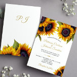 Rustic sunflowers elegant gold calligraphy wedding invitation<br><div class="desc">Elegant classy summer or autumn fall wedding stylish invitation template featuring beautiful big sunflower bouquets and a faux gold chic calligraphy script on a clear white background. Easy to personalize with your details! You can choose to customize it further changing fonts and colours of lettering. The invitation is suitable for...</div>