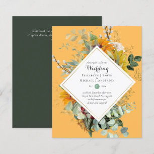 Rustic Sunflowers Eucalyptus Greenery Wedding Inv.