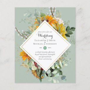 Rustic Sunflowers Eucalyptus Greenery Wedding Inv. Flyer