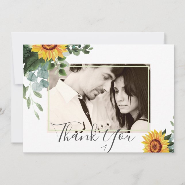 Rustic Sunflowers Eucalyptus Leaves Wedding (Front)
