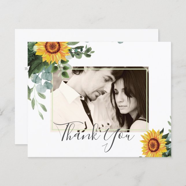 Rustic Sunflowers Eucalyptus Leaves Wedding (Front/Back)