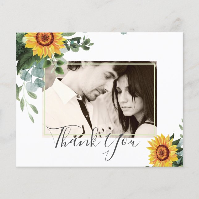 Rustic Sunflowers Eucalyptus Leaves Wedding Flyer (Front)