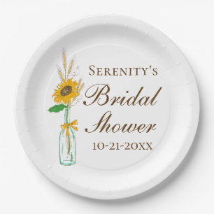 Rustic Sunflowers, Fall Country Floral Wedding Paper Plate