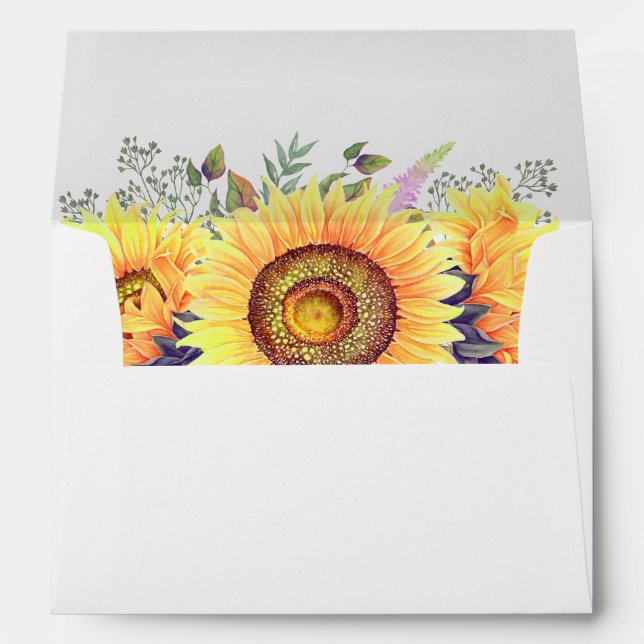 Rustic Sunflowers Floral & Return Address Envelopes (Back (Bottom))