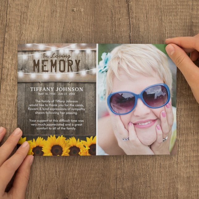 Rustic Sunflowers Funeral Thank You Card (Creator Uploaded)