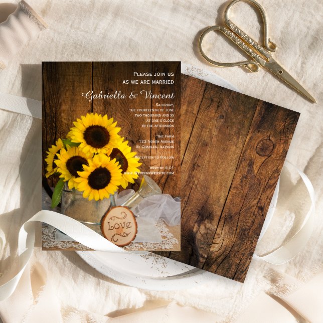 Rustic Sunflowers Garden Watering Can Barn Wedding Invitation (Creator Uploaded)
