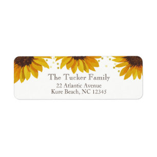 Rustic Sunflowers Gold Dots Return Address