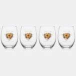 Rustic Sunflowers & Gold Ferns  Stemless Wine Glass<br><div class="desc">Beautiful Set of (4) Matching Rustic Sunflowers & Gold Ferns Stemless Wine Glasses. Personalize the names & wedding date for the perfect wedding gift! Look for other coordinating designs in my "Stemless Wine Glasses" collection. You're sure to find a design theme for any occasion! Thank you for shopping my store....</div>