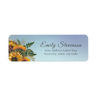 Rustic sunflowers & greenery return address label