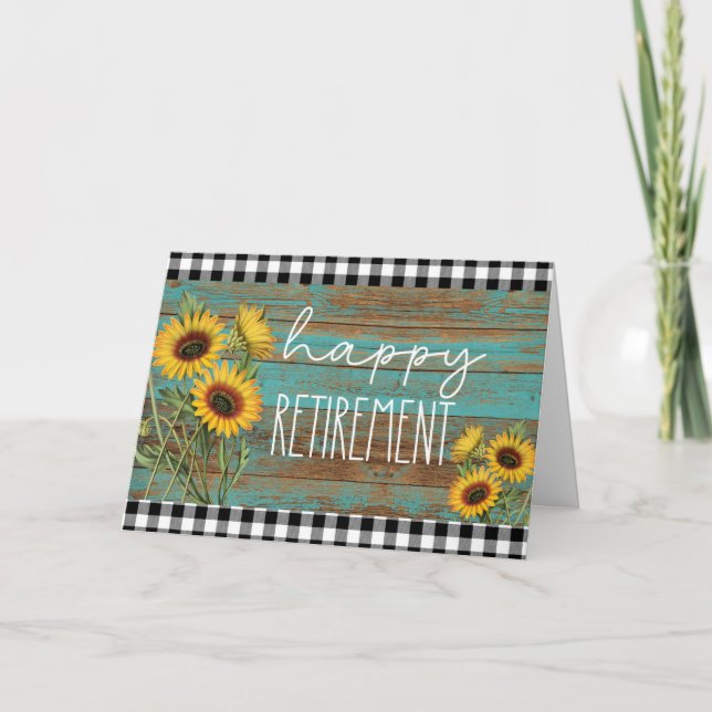 Rustic Sunflowers Happy Retirement Card (Front)