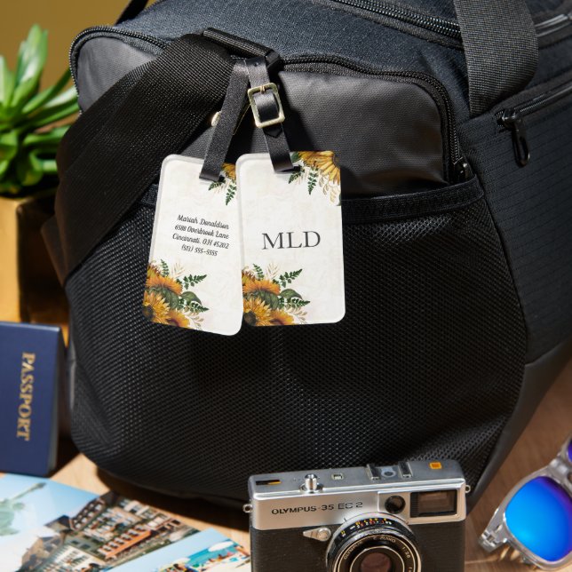 Rustic Sunflowers in Bloom Luggage Tag (Front & Back)