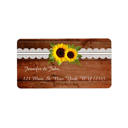 Rustic Sunflowers Lace Return Address Labels