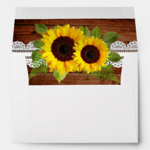 Rustic Sunflowers Lace Wedding Envelope
