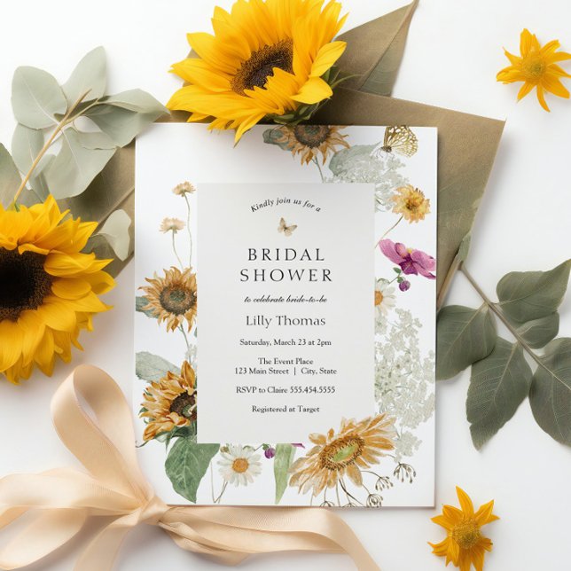 Rustic Sunflowers Late Summer Bridal Shower Invitation (Creator Uploaded)