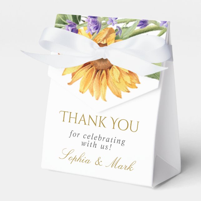 Rustic Sunflowers & Lavander Wedding Favor Box (Front Side)