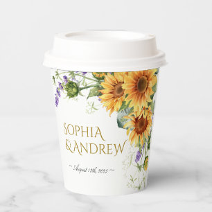 Rustic Sunflowers & Lavander Wedding Paper Cups