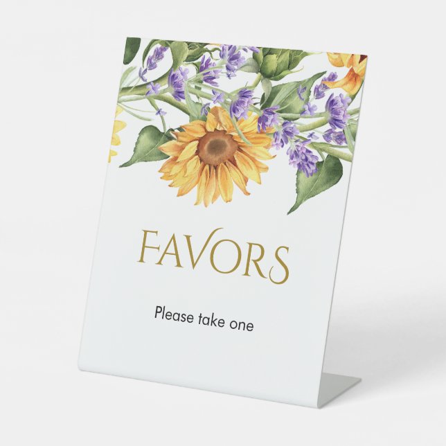 Rustic Sunflowers & Lavander Wedding Pedestal Sign (Front)