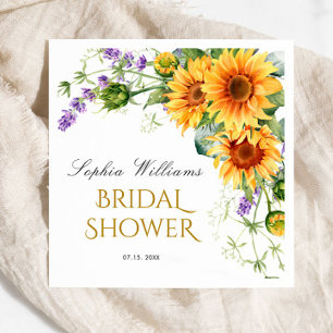 Rustic Sunflowers & Lavender Bridal Shower Napkin
