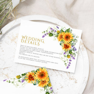 Rustic Sunflowers & Lavender Wedding Details Enclosure Card