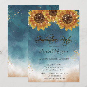 Rustic Sunflowers,Lights Graduation Invitation